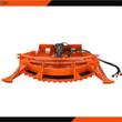 TopCat 68in high-flow brush cutter, orange deck on skid shoes, hydraulic motor and quick-couple hoses