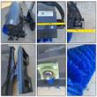 Arteer angle broom detail set: blue poly bristles, quick-attach mount, greaseable pillow-block bearing, hoses