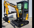 AGT H13R mini excavator with enclosed cab, toothed bucket and thumb, dozer blade and rubber tracks
