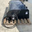 JCT 72in box broom with its direct-drive hydraulic motor and coiled hoses at the end of the hopper