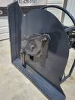 Landhonor brush cutter head: large round steel cutter disc with a hex hub and bolted pivot brackets