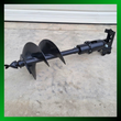 Mini excavator hydraulic auger drive with 16-inch bit, black motor housing and mount bracket