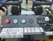 AGT MX-MRT14 control panel: twin hand levers, red emergency stop, ignition, hour meter, switches and 12V outlet