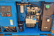 Genie scissor lift ground control panel and hydraulic valve manifold with hoses, Donaldson fuel filter and hydraulic tank