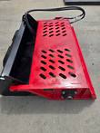 GIYI Mini Rock Rake's hydraulic drive motor mount and red perforated deck