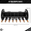 Dimension graphic of the 78-inch rock grapple bucket, angled view labeled 78in wide and 29in tall