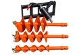 Raytree hydraulic auger drive with three interchangeable bits, orange and black