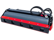 Raytree 76-inch vibratory roller, smooth steel drum, red bolt-on scraper blade and hydraulic hoses with flat-face couplers