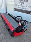 Raytree 76-inch smooth-drum vibratory roller, red scraper blade, red motor guard and hydraulic hoses with quick couplers
