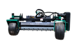 78-inch soil conditioner: full-width toothed drum, two green gauge wheels, hydraulic drive motor and hoses on top