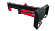 Raytree RMLS18T 79-inch log splitter with red hydraulic cylinder and black skid steer quick-attach plate