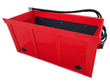 Raytree 72-inch side discharge skid steer bucket, black discharge panel, dual hydraulic hoses and quick-attach couplers