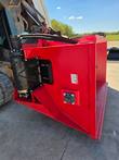 Raytree RSDB72 bucket's hydraulic discharge motor and mount plate on a skid steer arm, DANGER decal visible