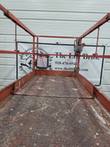 Skyjack SJIII 4632 platform deck with extension deck, worn steel floor, red guardrails