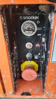 Snorkel lower control panel with key switch and red emergency stop button