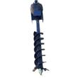 Wolverine 6-inch auger bit full length: gearbox at top, black helical flighting, gold cutting teeth and pilot point