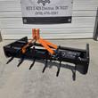 Wolverine 3-point box blade, front view with six ripper shanks and orange A-frame hitch