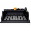 Wolverine 72-inch screening bucket, open front: mesh screen floor with support ribs and orange hydraulic motor on top