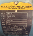 Baldor Reliance motor nameplate: cat. no. CM3538, 1/2 HP, 230/460 volts, 1725 RPM, 56C frame, 3 phase