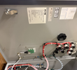 Inside of the Eaton enclosure door with the catalog label EGS0152D120031000 and UL label, wiring and handle mount