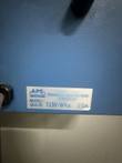 APS model 16-8-30 label, 115V 60 cycle 15A, on the blue shrink wrap machine housing