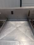 Empty stainless steel dump station pan with center drain