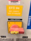 Main switch and yellow EFD #4 label on the generator cabinet, above the HHT 1 and HHT 2 ports