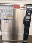 Upper steamer door with operating and cleaning instruction labels, Groen control panel and hour meter at right