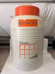 Thermolyne Locator 4 cryo biological storage dewar, cream body with orange lid and orange label