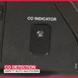 Graphic: CO indicator sensor on the NorthStar e14000s control panel, labeled CO Detection, safety auto-shutdown