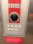 Convotherm oven lower control panel with temp, time and probe keys, dial and cleaning warning label