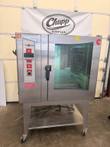 Convotherm combi oven steamer on a stainless stand with casters, door closed