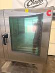 Convotherm combi oven with curved glass door closed, on a stainless stand