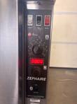 Zephaire oven control panel: light, fan and mode switches, temperature dial, digital timer display, gas shutoff