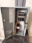 Square D enclosure with the door open, showing the disconnect, contactor and an envelope