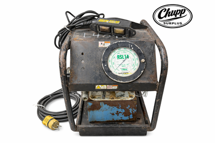 Hydratight RSL14 hydraulic torque pump with hand pendant and coiled power cord with yellow plug, white background