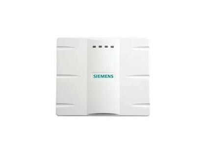 White Siemens wireless access point seen from above with four indicator lights