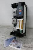 Cerus BAS starter with cover off: CMS-32HI breaker, contactor, ON/OFF/AUTO buttons, warning labels, Titan VFD card