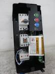 Cerus BAS starter with cover off: CMS-32HI breaker, contactor, overload relay and warning label