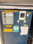 Chiller #1 interior with blue control panel, switches, Chromalox controller, pressure gauges and wiring diagram