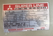 Mitsubishi Super Line nameplate: three phase induction motor with magnetic brake, 1.5 kW, 4 pole, type SF-JRF