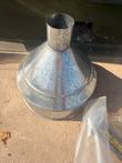 Galvanized steel funnel with a wide cone and a short round spout