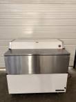 True TMC-49 mobile milk cooler, white with stainless front and top lid and a red digital temperature display