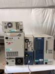 Rear panels of the stacked Jasco HPLC modules: fans, terminal blocks, power inlets and ports