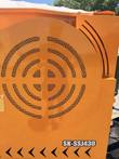 Round perforated vent guard and SK-SSJ430 model badge on the orange crusher side panel