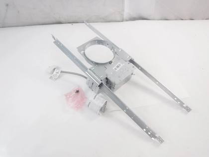 Galvanized steel Halo recessed light housing with two mounting bars, flex conduit, hardware bag and instruction sheet