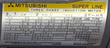 Mitsubishi Super Line SF-HR nameplate: 3.7 kW, 2 pole, 200V, frame 112M, made in Japan
