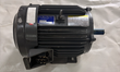 Mitsubishi Super Line three-phase motor from the other side, with terminal box and keyed blue shaft