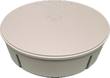 Round white Enterasys access point seen at an angle, showing the top and side