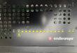 Top of the Enterasys switch with port LEDs lit, PWR1 and PWR2 indicators and the Enterasys logo